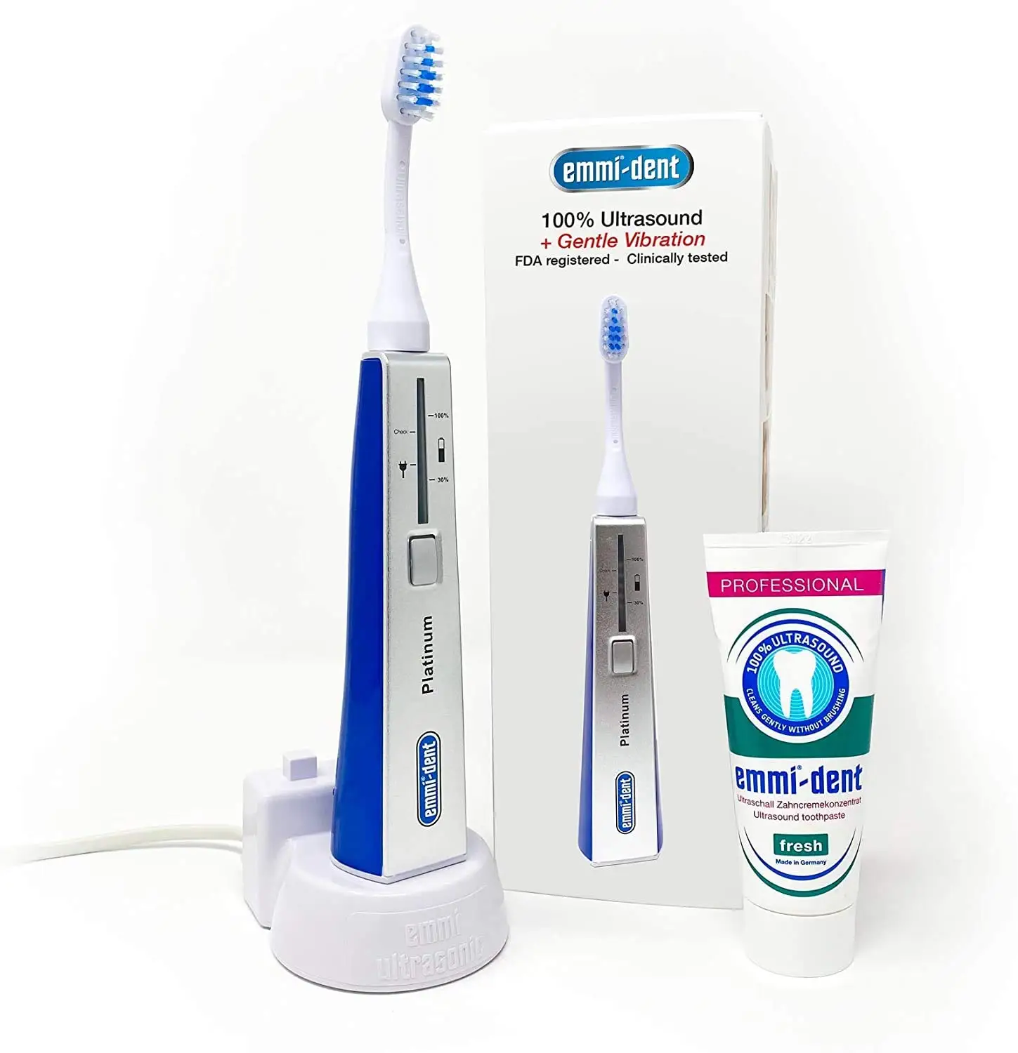 Ultrasonic Toothbrush Set with Gentle 100% Ultrasound Cleaning Technology. Ideal for Sensitive Teeth & Gums, Plaque Rem