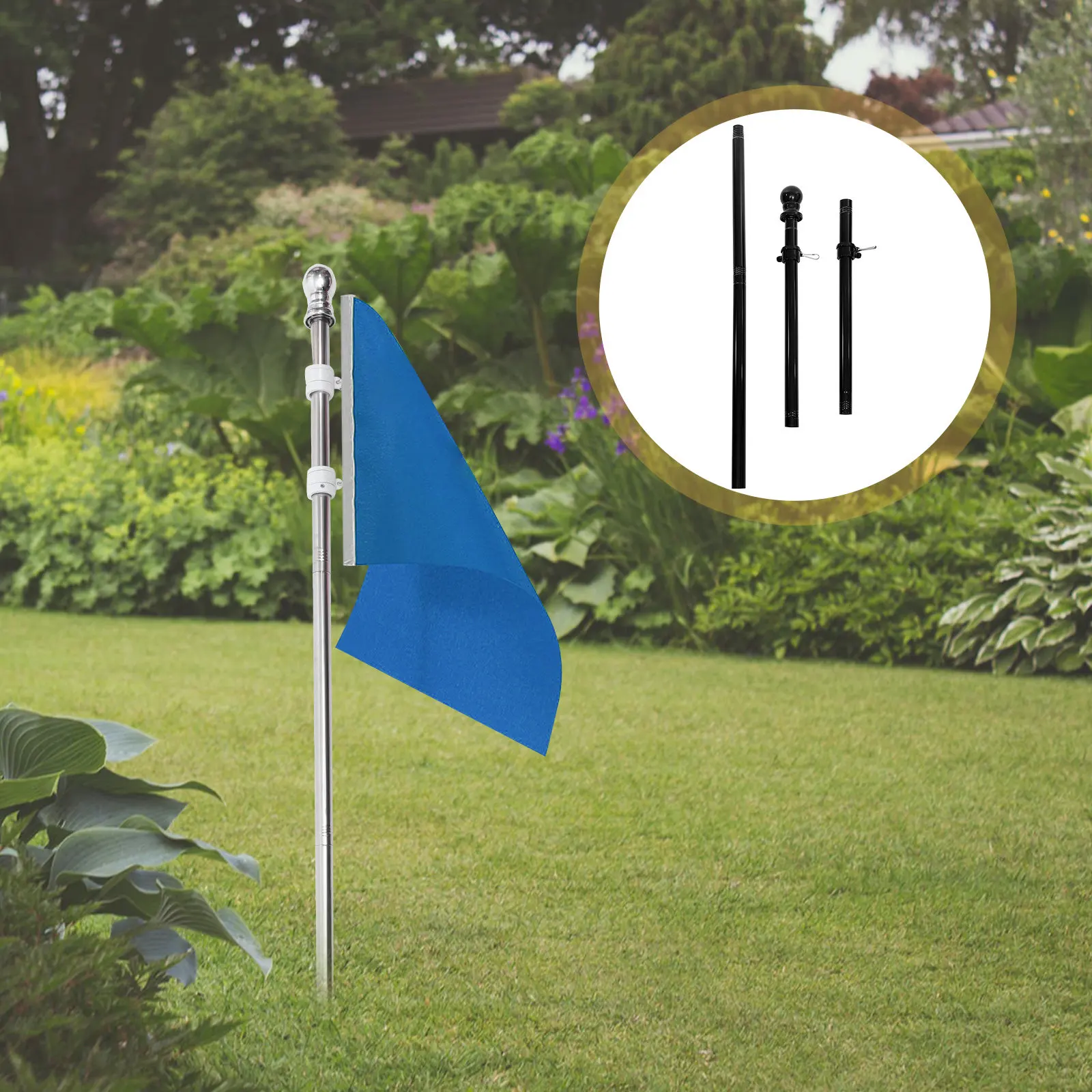 

1Set Stainless Steel Flag Pole Kit Sturdy Outdoor Flagpole for Residential Commercial Use Garden Lawn Flag Display Anti-Winding