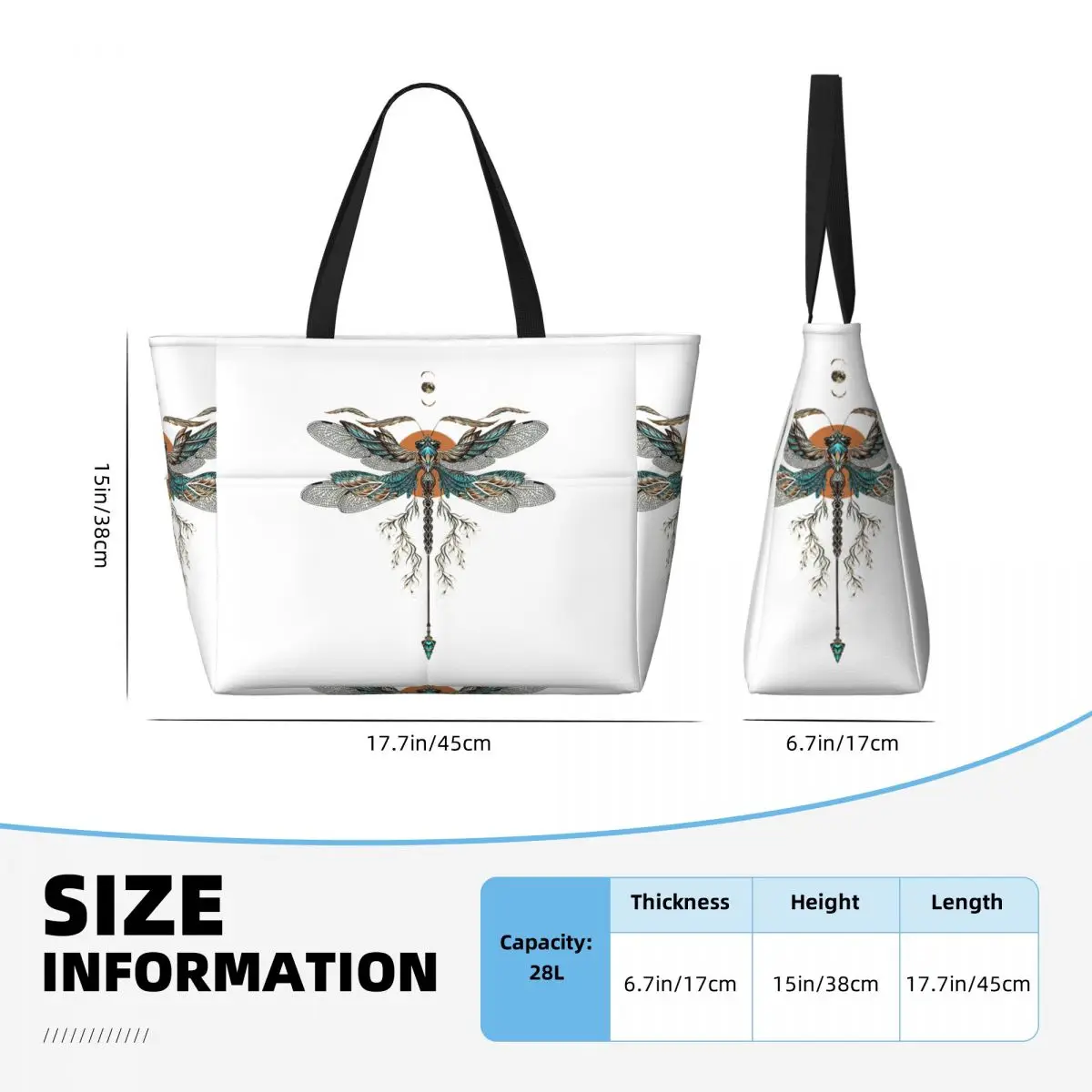Dragon Fly Tattoo Beach Tote Bag Deporte Gimnasio Yoga Duffle Bolso grande Bolsa de viaje para mujer Bolsa de fitness