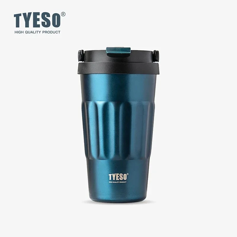 Tyeso 500ml Vintage Stainless Steel Vacuum Insulated Coffee Cup Portable Travel Thermos Mug with Handle Design for Daily Use