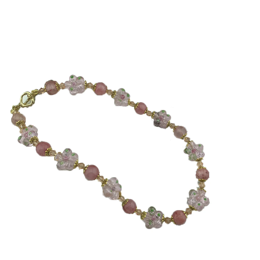 Vintage Temperament Handmade Beaded Glass Beads Necklace for women\'s girl gift party Choker Jewelry wholesale
