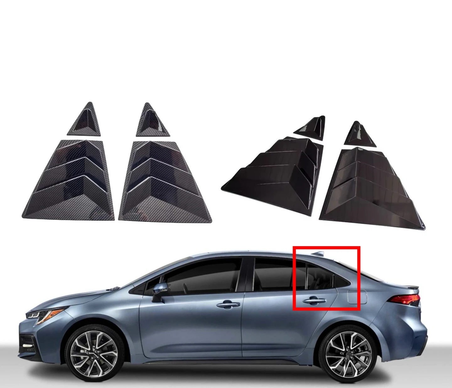 

Rear Side Vent Window Scoop Louver Trim Cover Fit For Toyota Corolla Sedan 2019 2020 2021 2022 2023 Auto Accessories