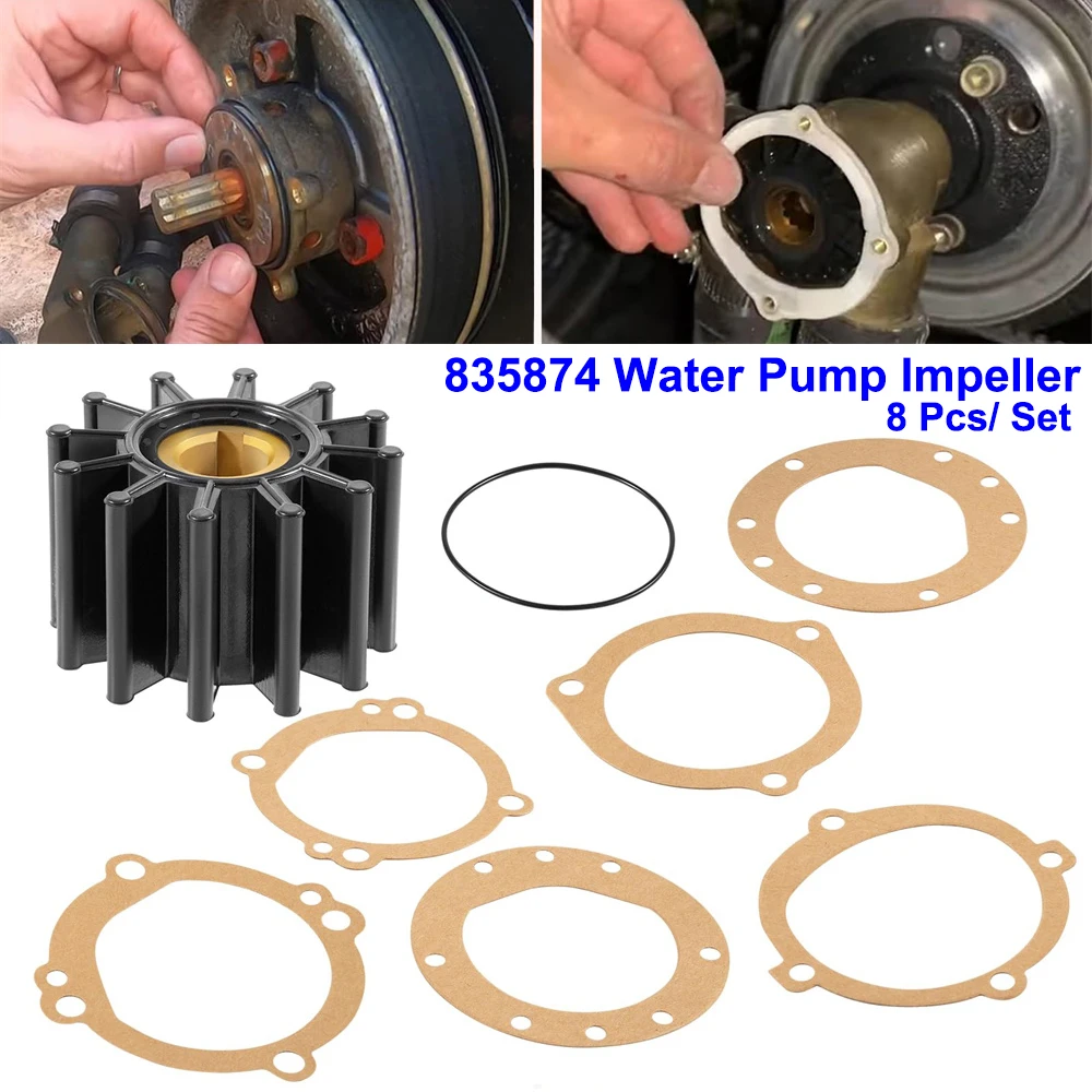 8 Pc Water Pump Impeller Repair Kit Replacement for Volvo Penta 835874 Cooling Pump Impeller for Sherwood 10615K-SHW for Johnson