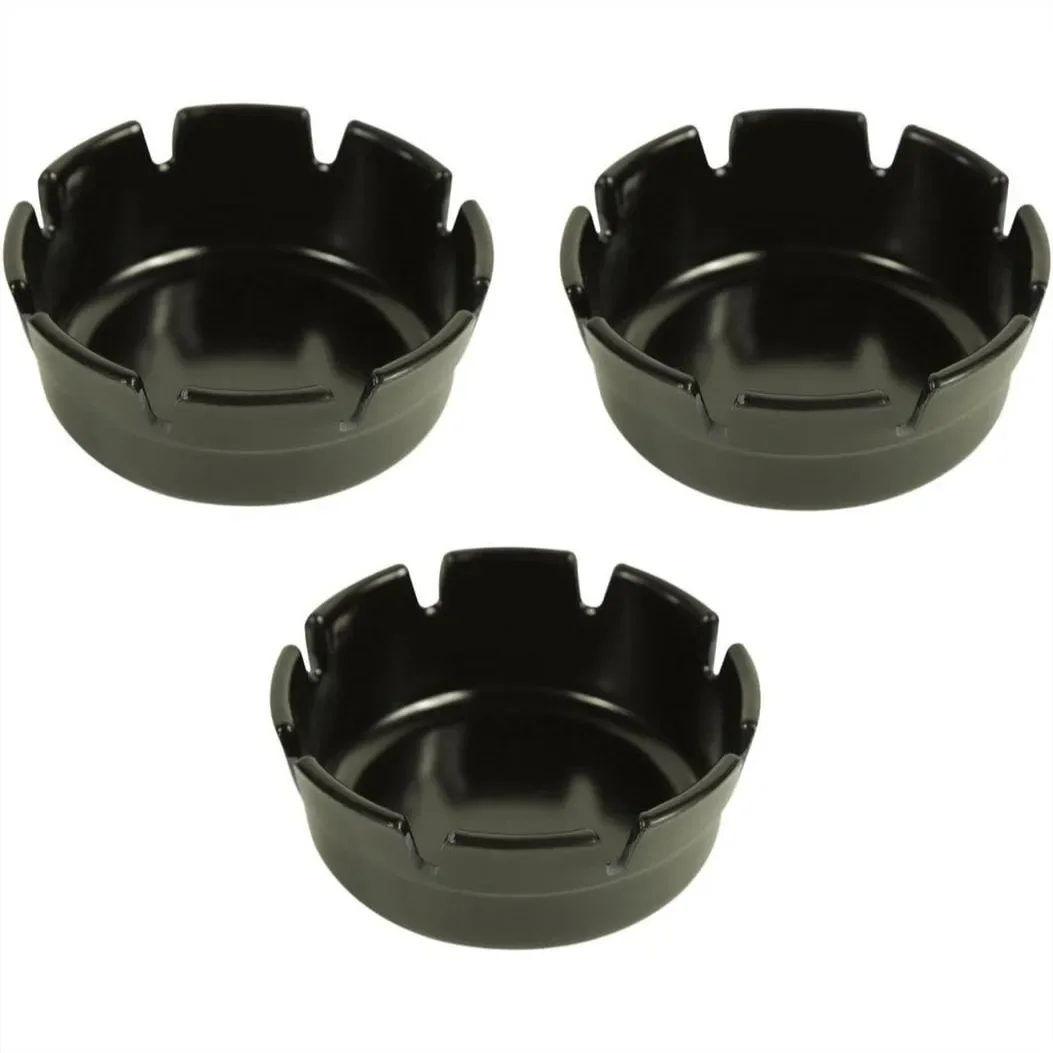 Set of 3 Black Plastic Ashtrays for Bar or Restaurant, 4 Inch Deep Well