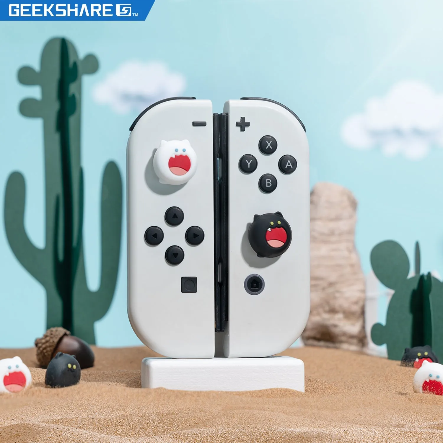 GeekShare Thumb Stick Grip Caps Kawaii Cat Joystick Cover Case For Nintend Switch OLED Controll NS Accessories