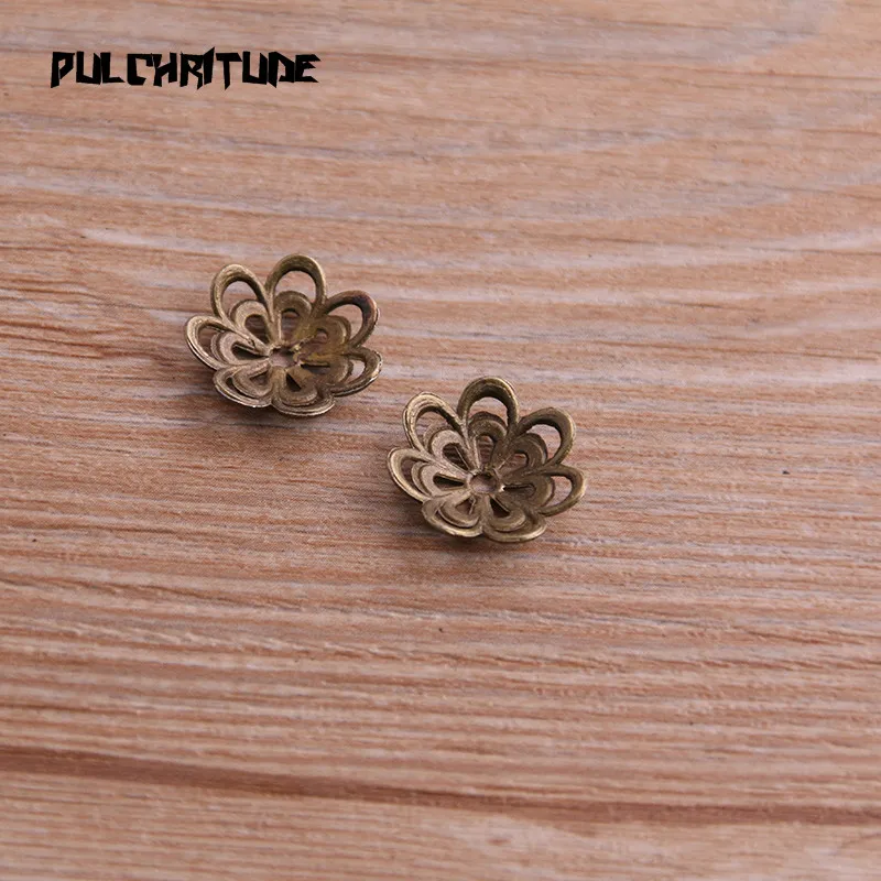 30pcs 15*15mm Two Color Receptacle Hollow Double Flower DIY Spaced Jewelry Accessories Charms For Jewelry Making