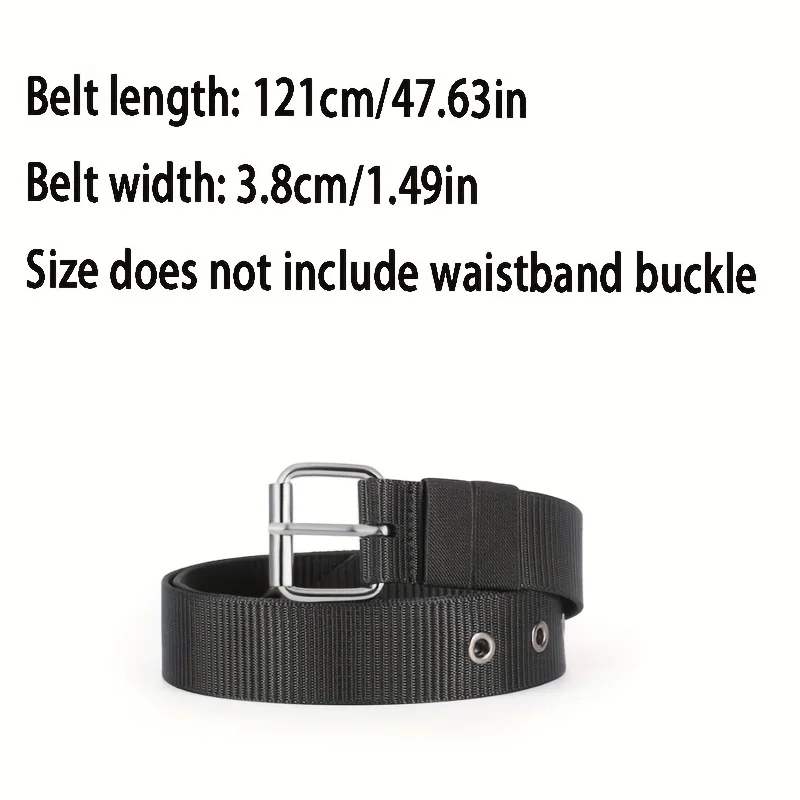 Men's canvas buckle belt, porous eyeliner belt, student youth casual military training jeans belt, personalized and fashionable