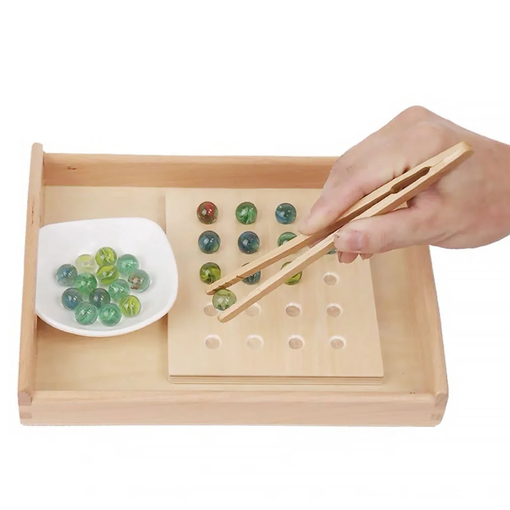 4 pezzi pinzette Montessori set da gioco per esterni in legno abilità motorie precoci e fini giocattoli per bambini in legno