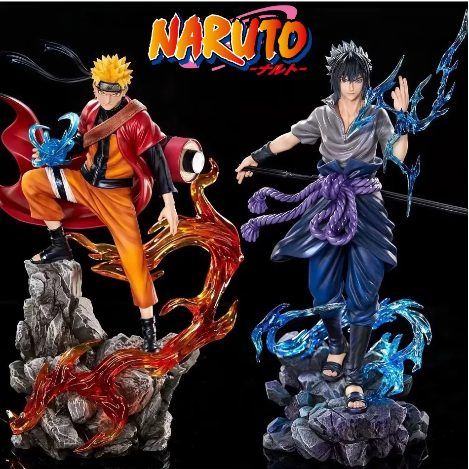 

25 см аниме Наруто фигурка Узумаки Наруто Учиха Саске боевая форма фигурка GK ПВХ модель настольный декор коллекционная игрушка в подарок