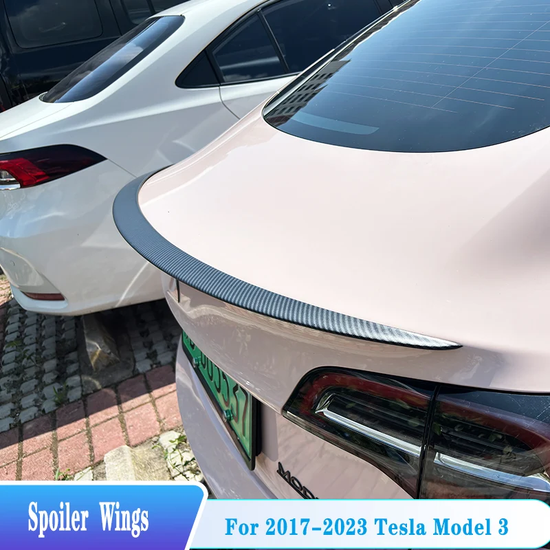 

For 2017-2023 Tesla Model 3 Rear Trunk Lip Spoiler Wings Tail Fin High Quality ABS Plastic Black Car Tuning Body Kit Accessories