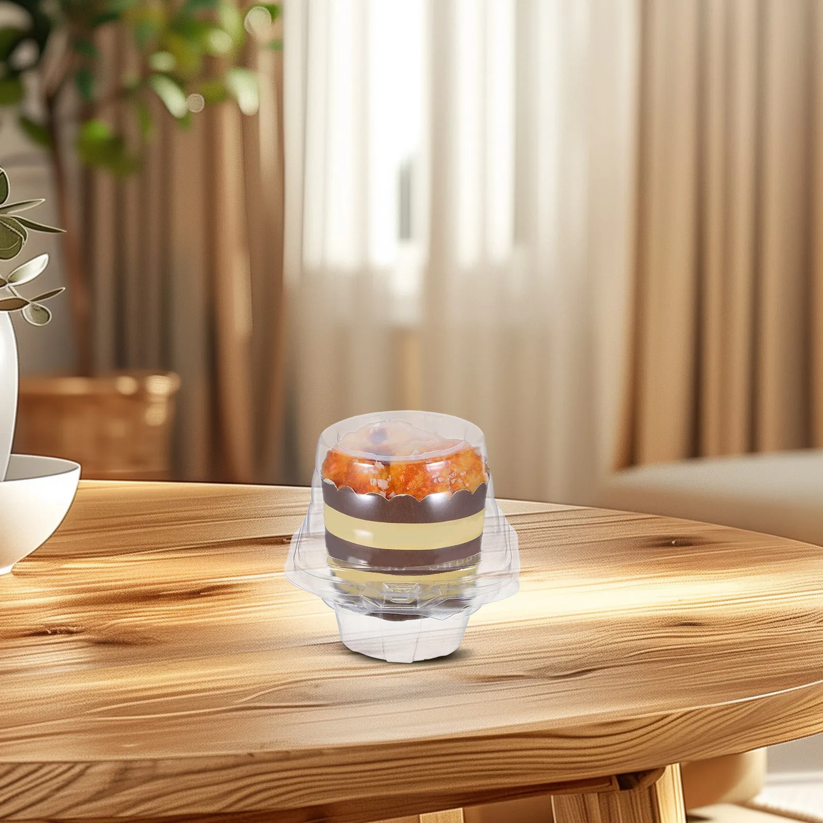 50 szt. Pojedynczych pojemników na babeczki z przezroczystą plastikową pokrywką kopułkową, pudełka do układania w stosy, pojemniki na ciasta na wesela, przyjęcia i imprezy.