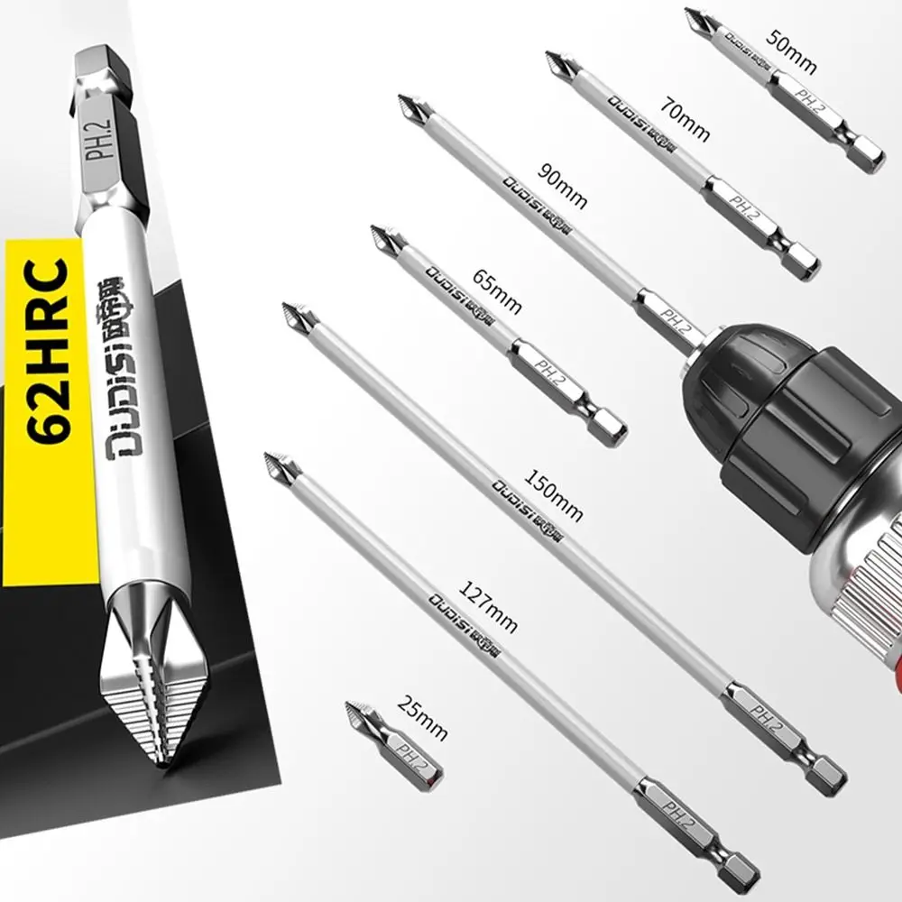 

1/7Pcs Durable Magnetic PH2 Screwdriver Bit with High Hardness Waterproof Screwdriver Heads 25/150mm Anti-Slip Cross Nutdriver