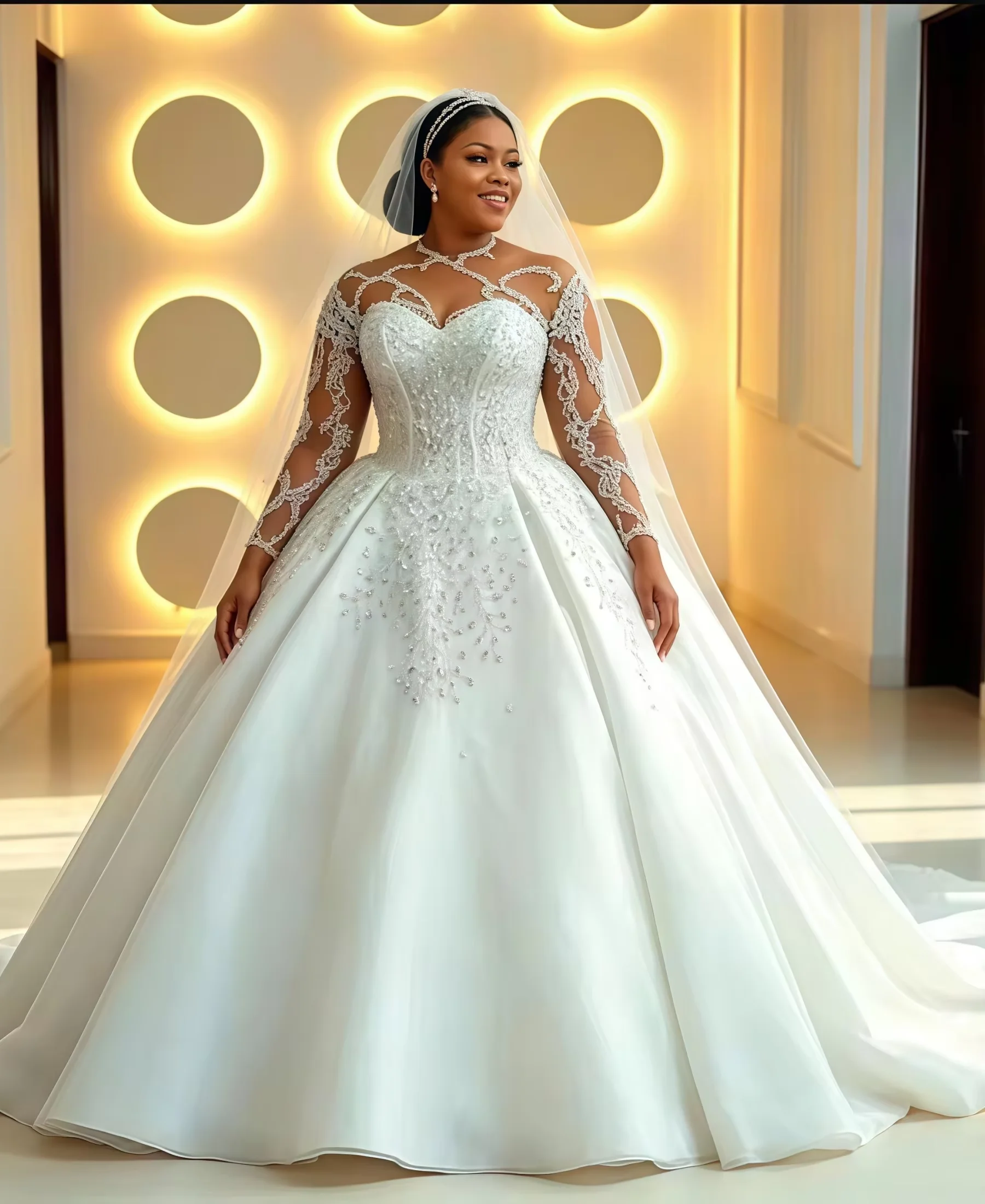 African Wedding Dresses For Bride Customized Formal Wear Princess Ball Gown Bridal Marriage Tuxedo Crystals Beads Robe De Mariee