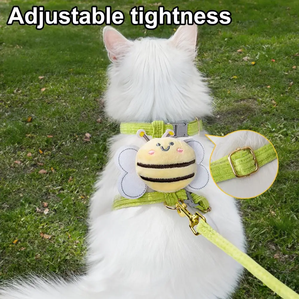 Soft Pet Leash Corduroy Pet Harness Corduroy Cat Harness with Leash Set Escape Proof Adjustable Vest for Small Dogs Kittens