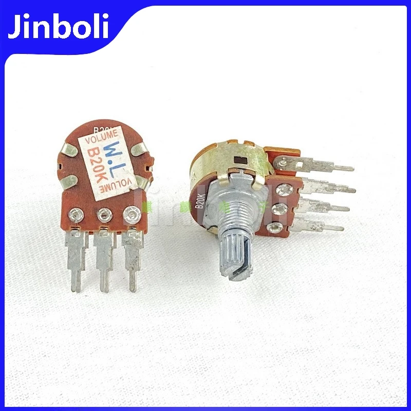 2PCS 16 Type Double Row 6Pins B20K long-leg Power Amplifier Audio Speaker High And Bass Volume Potentiometer 15mm Shaft B203