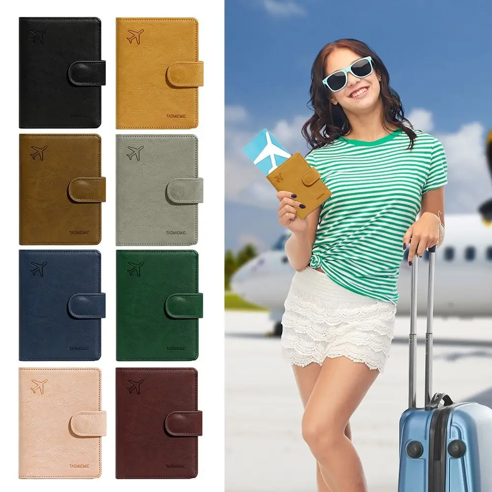 

Multi-function Passport Holder Anti Theft Pu Card Clamp Wallet Multicolor Light-weight Travel Document Bag Travel Outdoor