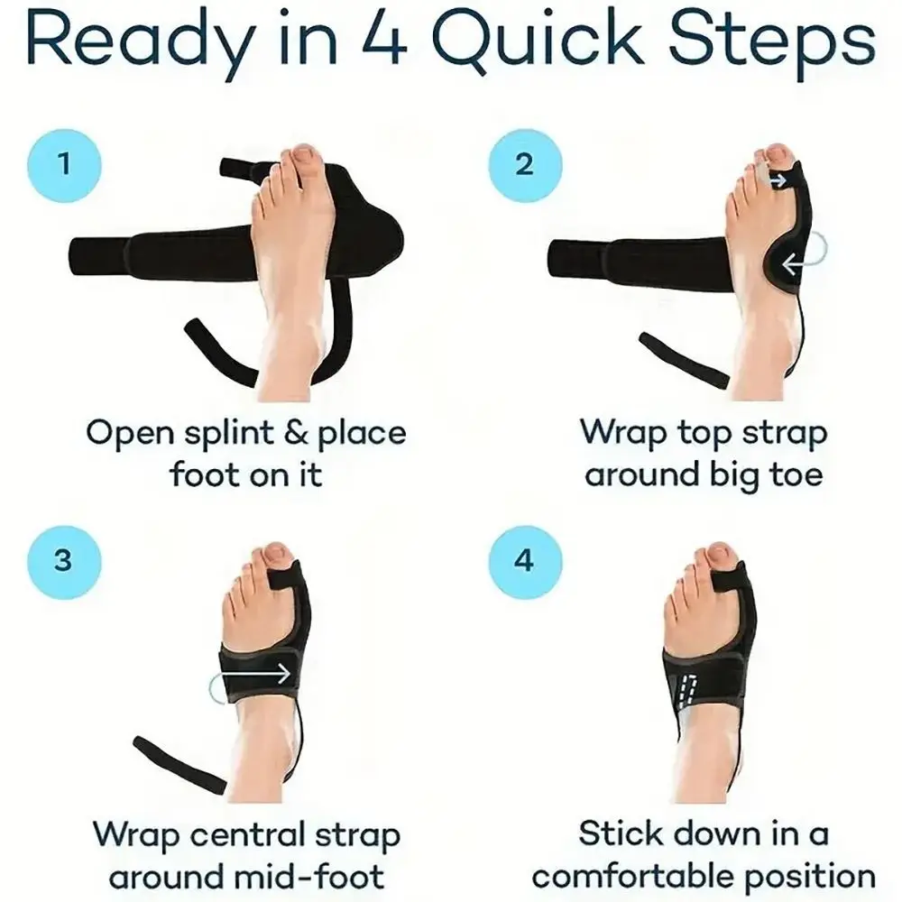 Ergonomic Bunion Corrector Breathable Adjustable Strap Big Toe Straightener Black Bunion Protector Toe Separator Men/Women