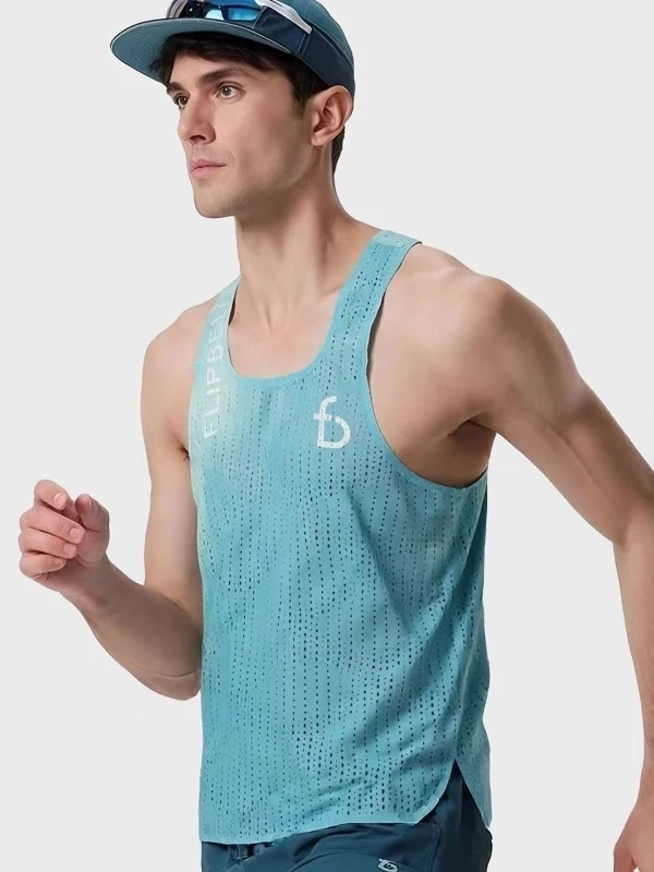 Colete de Corrida Masculino Leve e Respirável, Secagem Rápida, Sem Mangas, Top Esportivo ao Ar Livre com Decote em U, Impress...