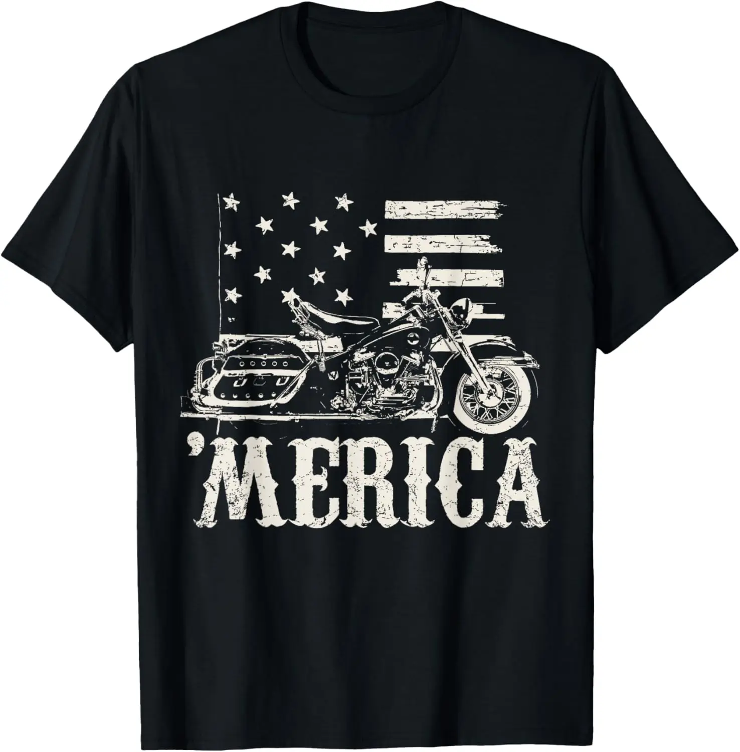 

Vintage American Motorcycle with flag 'Merica biker shirt T-Shirt Motorcycle