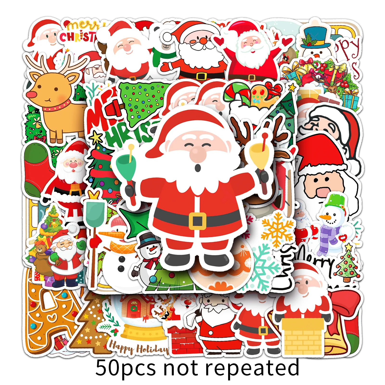 Christmas Graffiti Stickers, Different Cartoon, DIY, Skateboard, Phone Case, Luggage, Waterproof Sealing Stickers, 50Pcs