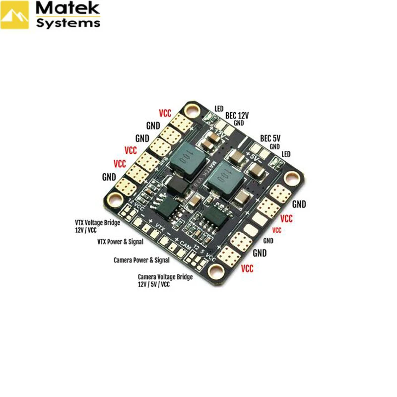 Matek Mini Power Hub Power Distribution Board PDB with BEC 5V & 12V for FPV QAV250 ZMR250 Multicopter Quadcopter