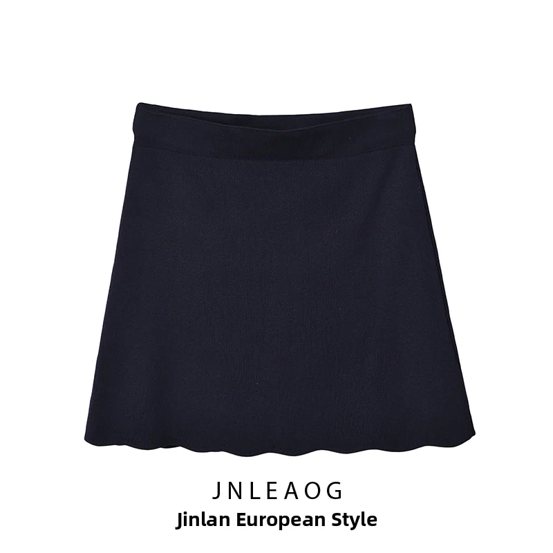 JNLEAOG High Waist Knitted Skirt Wave Autumn New Style Women's Fashion Polyester Fiber Standard Version Other