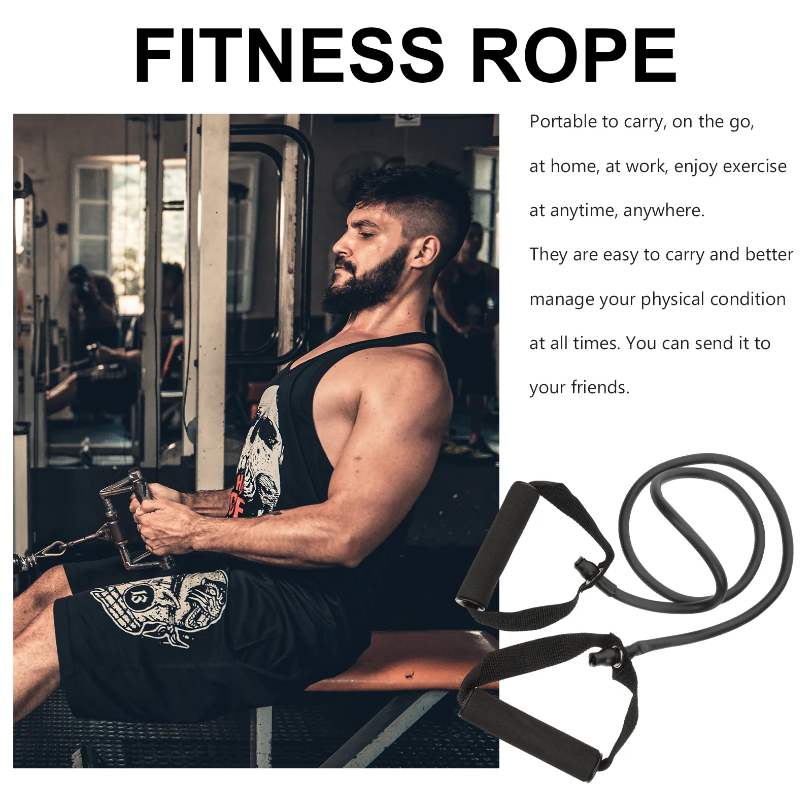 

Professional Fitness Resistance Band Rope High Grade Strength Training Stretch Strap Portable Workout Pulling Down Accessory For