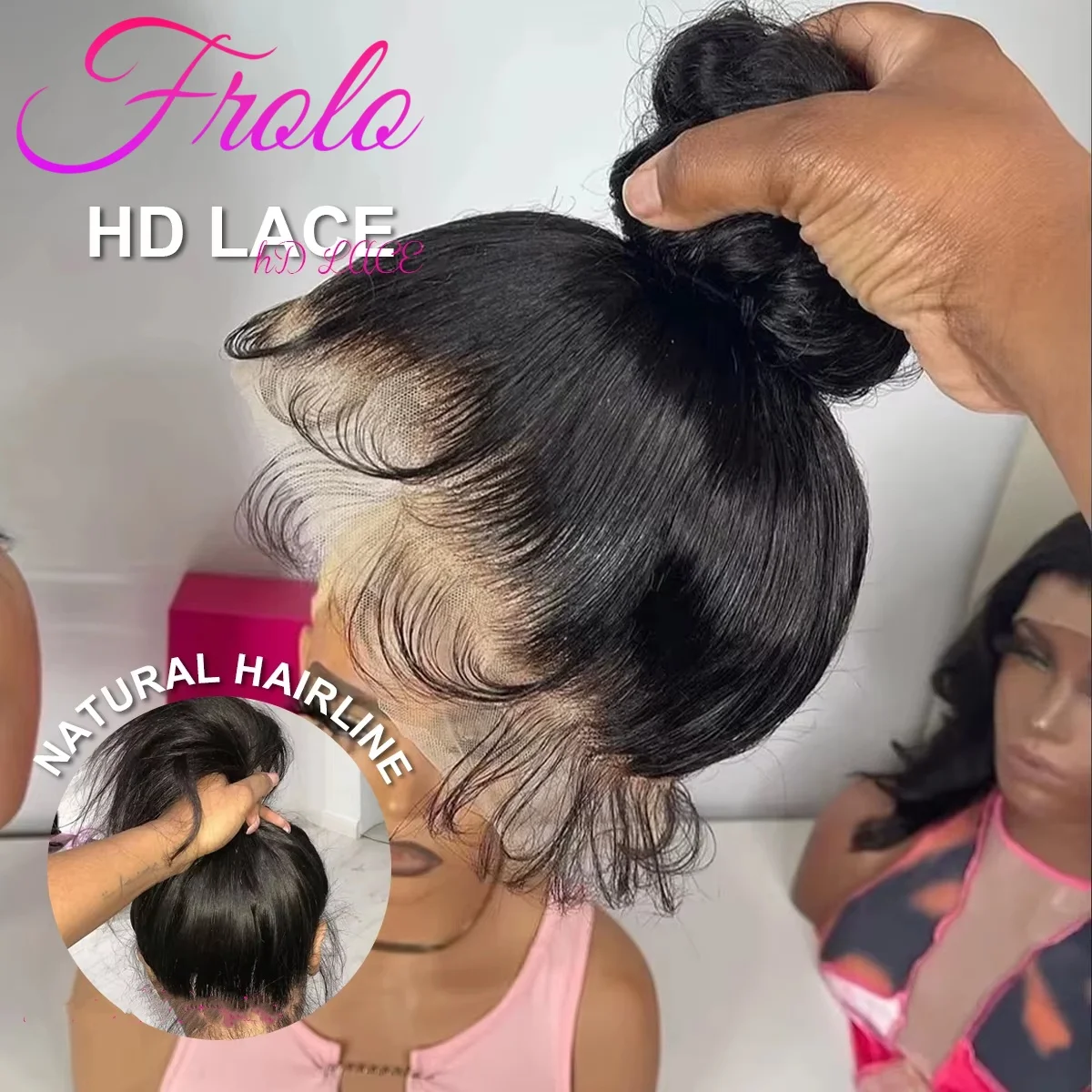 

250 Densit Hd Natural 360 Полный парик шнурка Человеческие волосы Предварительно выщипанные прямые человеческие волосы Парик Бразильский полный парик шнурка Человеческий парик для женщин