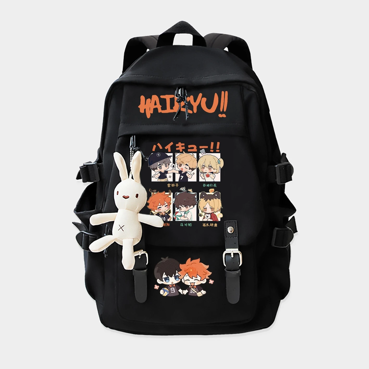 Anime Haikyu!! Tobio Kageyama Shoyo Hinata Backpack Schoolbag Black Shoulder Travel Casual Bag Student Teenages Kids Gift