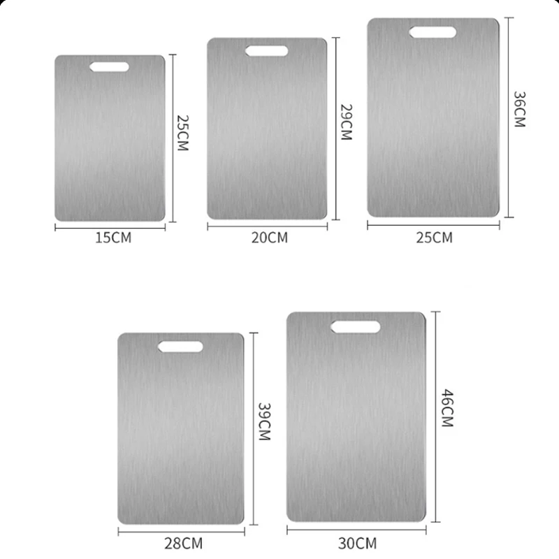 Tábua de corte de aço inoxidável de qualidade alimentar, tábua de cortar de cozinha antiderrapante para carne e vegetais, utensílios de cozinha