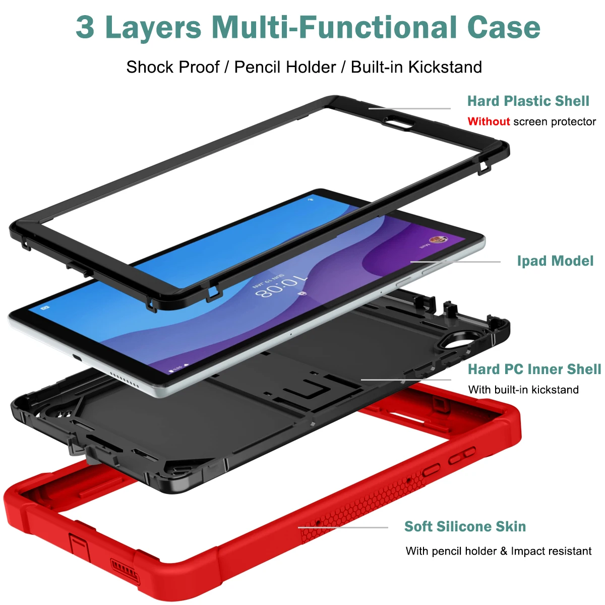 Hybrid Case For Lenovo Tab M10 HD 2nd Gen 2020 10.1 inch TB-X306F TB-X306X Heavy Duty Armor Stand Cover Kids Funda Silicone PC