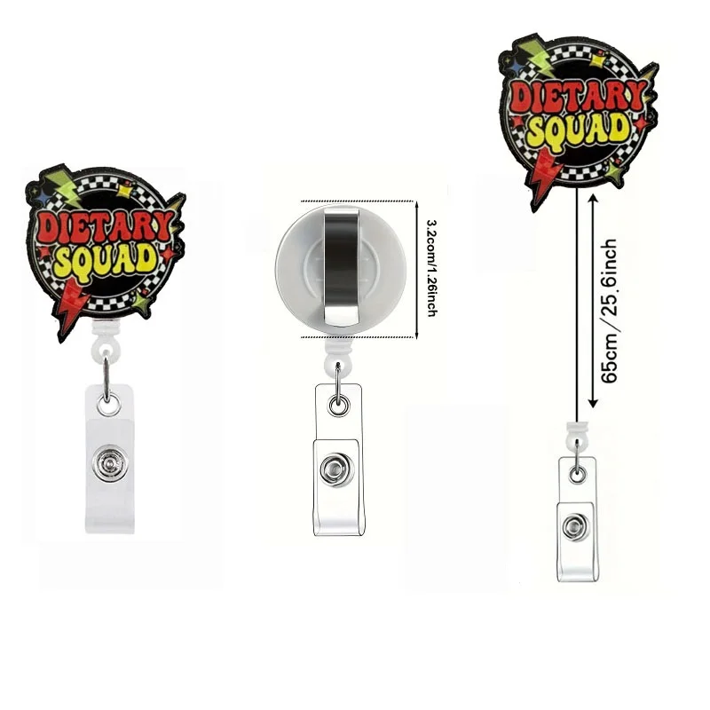 Porte-badge d'identification rétractable, bobine d'infirmière, acrylique brillant, badge rétractable