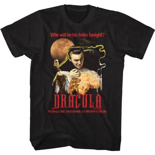 Hammer Horror Dracula Moon And Candles Black T-Shirt Cotton  vintage oversized