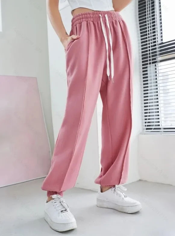 Autumn New Women's 2023 Fashion Drawstring High Waist Drape Casual Wide Leg Tucked in Long Pants Solid Color Elegant