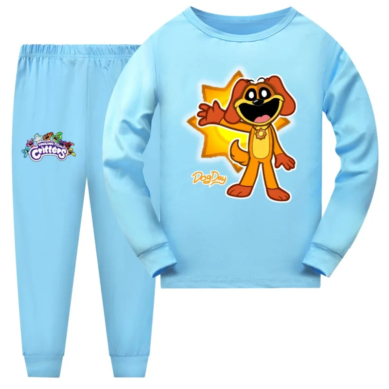 Pijamas dos desenhos animados para crianças, pijamas para meninos e meninas, roupas para crianças, coisas sorridente, calças, vestir-se