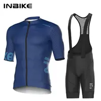 INBIKE-Camiseta de ciclismo para hombre, pantalones cortos para bicicleta de carretera, pantalones cortos de manga corta con cremallera completa, conjunto de Jersey de ciclismo transpirable para verano
