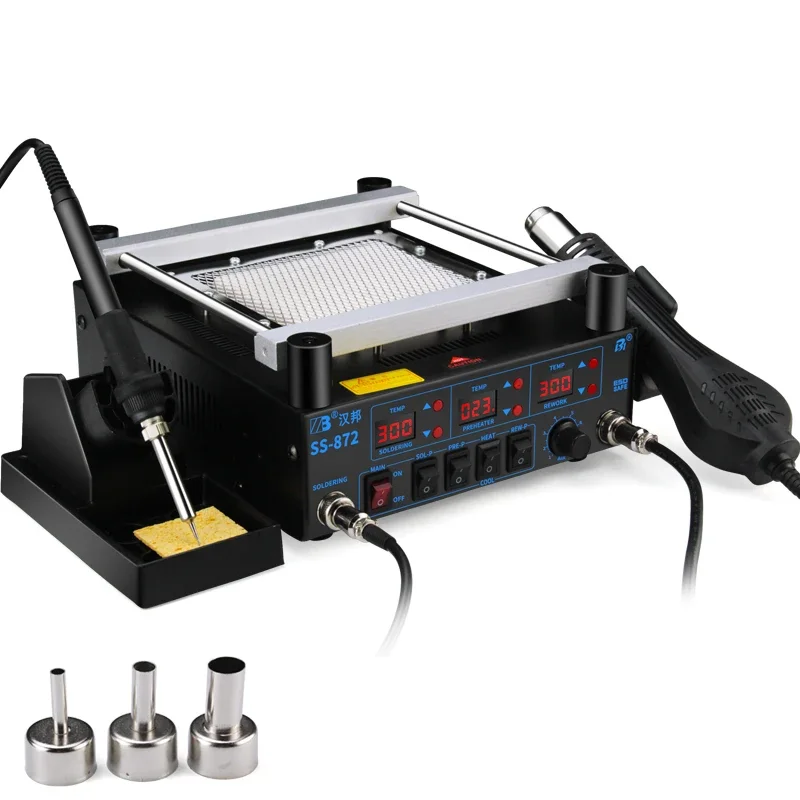 Zhengbang SS-872 3 in 1 BGA Rework Station Preheat Hot Air Desoldering Soldering Rework Station For Mobile Repair