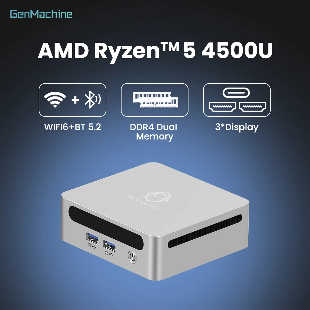 

Игровой компьютер своими руками Genmachine Игровой компьютер своими руками AMD Ryzen 5 4500U Мини-ПК 15 Вт TDP, двухканальный DDR4 4K при 60 Гц, игровой ПК WiFi6