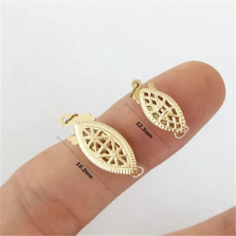 14K Gold Filled Oval Filigree Pearl Clasp Gold Button Jewelry Accessories Supplies for Bracelets Necklace Making Findings - view 3