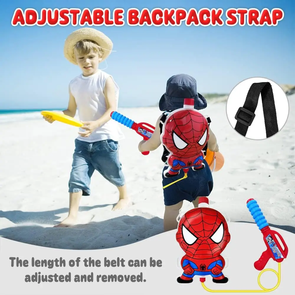 Mochila pistola de água para crianças super-herói esguicho arma 1.3l dos desenhos animados verão brinquedos ao ar livre com alças ajustáveis para piscina