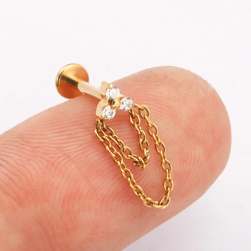 ASTM التيتانيوم الثالوث سلسلة قلادة ثقب Labret مختبر مسمار الزنمة الأذن مربط الزركون الغضروف اللولب ميدوسا مونرو مجوهرات للجسم