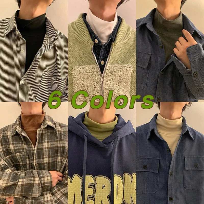 

Long Sleeve Thermal T-Shirt for Men Loose Fit Half High Collar Inner Wear Casual Style Comfortable Breathable Pure Color