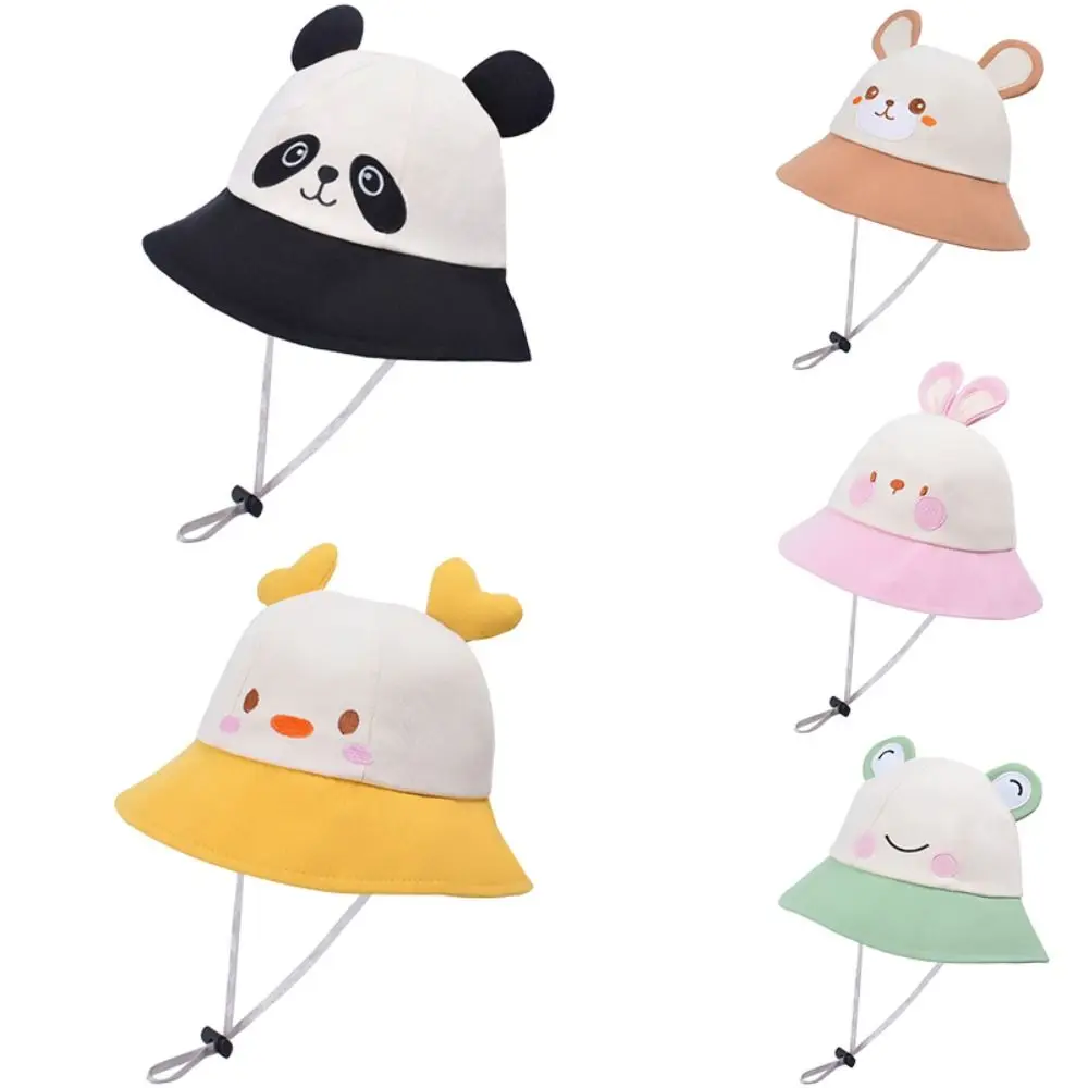 Outdoor Cartoon Rabbit Kids Bucket Cap Cotton Anti-UV Baby Fisherman Hat Wide Brim Sunscreen Hat