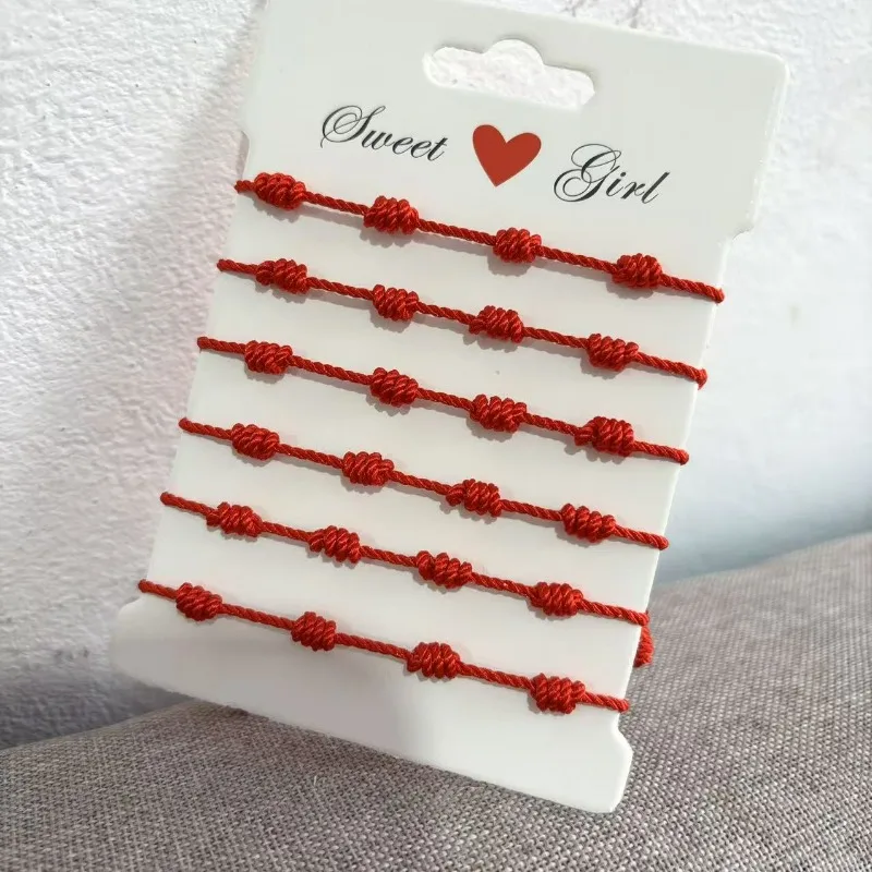 2/500Pcs Couple 7 Knot Red String Bracelets for Women Men Valentine's Day Protection Good Luck Amulet Hand Knitting Jewelry Gift