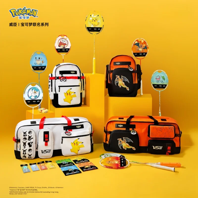 

Vs Venson Pokemon Pikachu Badminton Bag Large Capacity Waterproof Independent Shoe Compartment Tennis Bag For Outdoor Sports