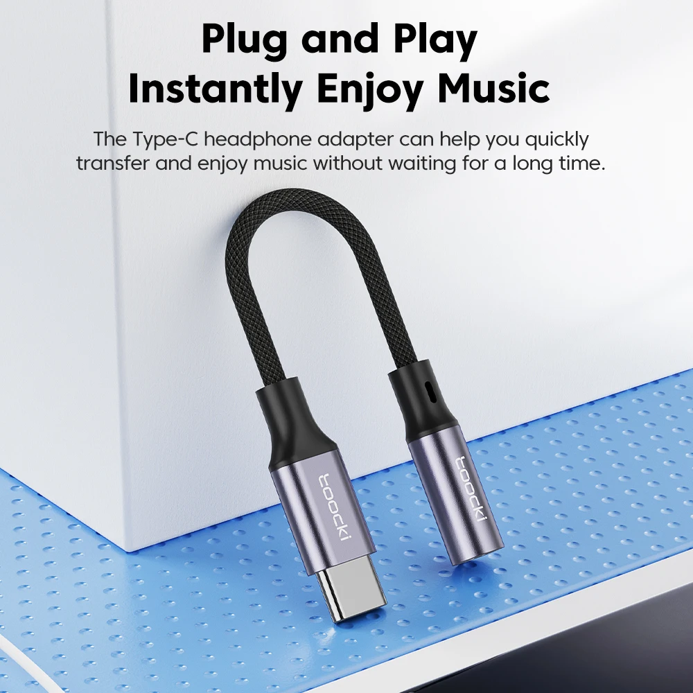 Toocki-USB C 3 5 mm 잭 오디오 케이블 헤드폰 이어폰 Aux 케이블 샤오미 12 원플러스, USB C 타입 3 5 어댑터 OTG 타입 C