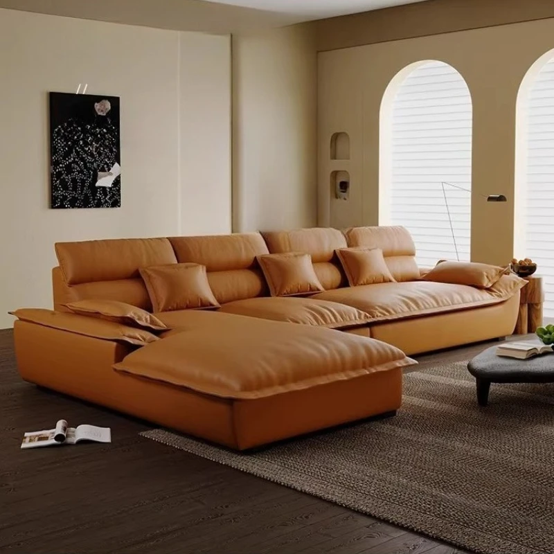Italian Leather Living Room Sofa Minimalist Corner Luxury Couch Living Room Sofa Apartment Interior Woonkamer Banken Furnitures