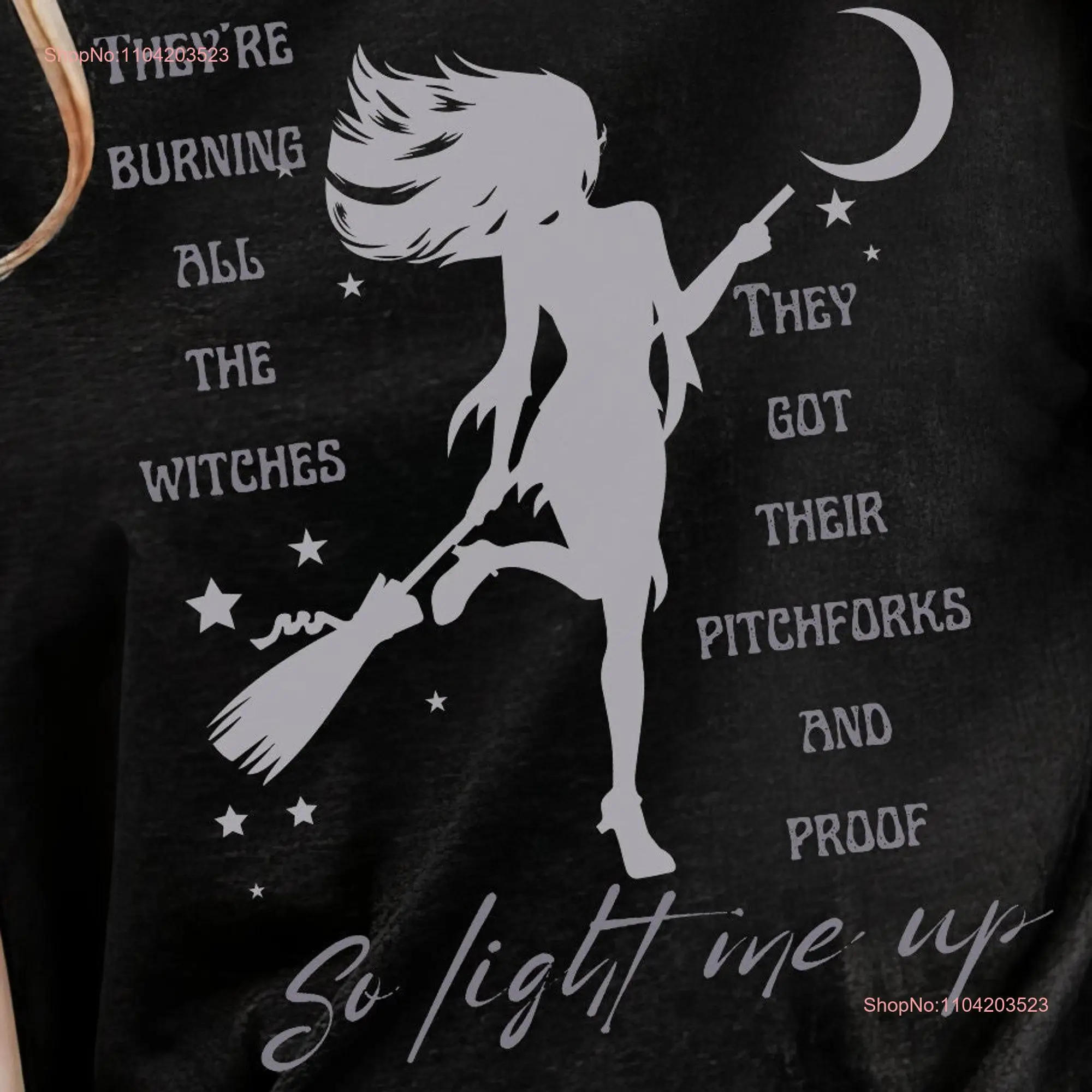 Theyre Burning All the Witches Halloween Lyrics T Shirt Sassy Macabre Pagan Style Bad Reputation Women Swifty Bella Canvas