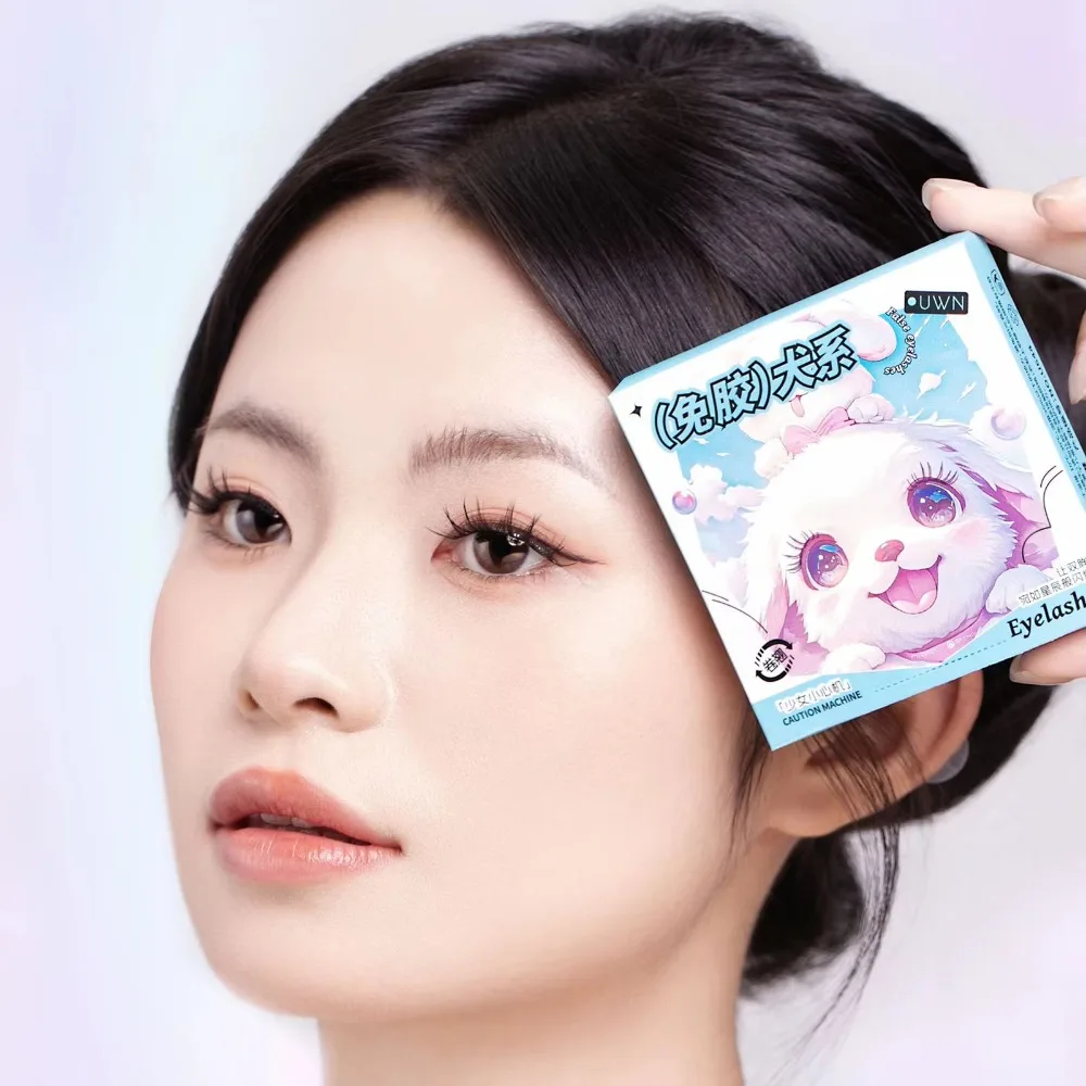 6 tipos de cílios autoadesivos série animal, prensa sem necessidade de cola, cílios postiços sem cola, reutilizáveis, aparência natural