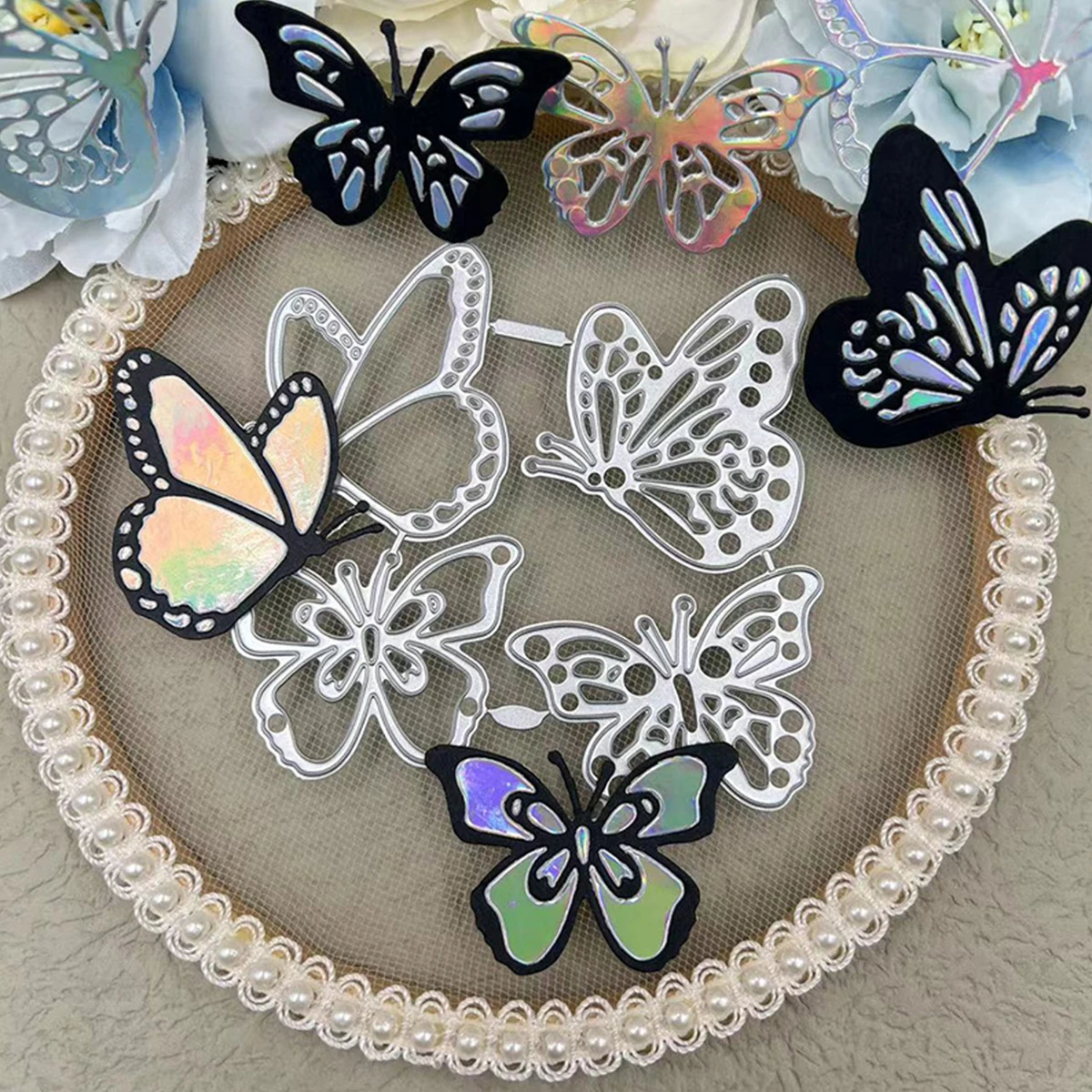 4PCS Butterfly Scrapbooking Die Cuts DIY Cards Stencils Photo Album Embossing Paper Making Knife Mold Crafts Metal Cutting Dies